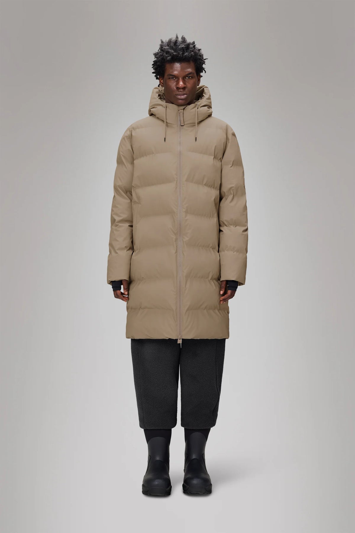 Rains Alta Longer Puffer Jacket - Beige