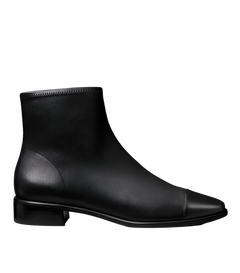 Cap-Toe Flat Ankle Boot - Perfect Black