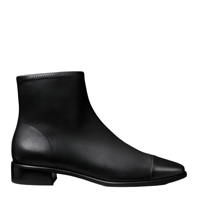 Cap-Toe Flat Ankle Boot - Perfect Black