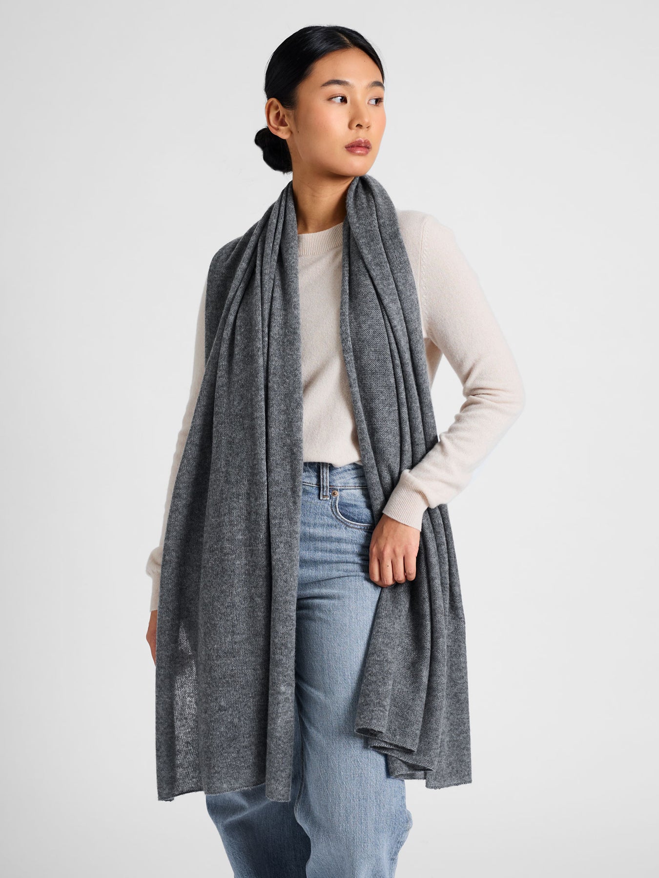 Cashmere Scarf  "Flow" - Dark Grey