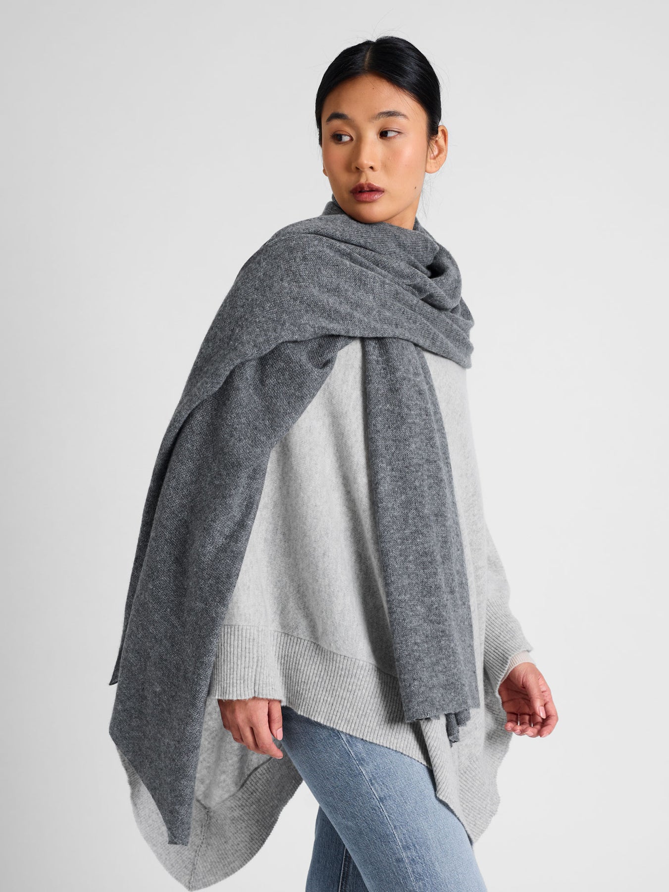 Cashmere Scarf  "Flow" - Dark Grey