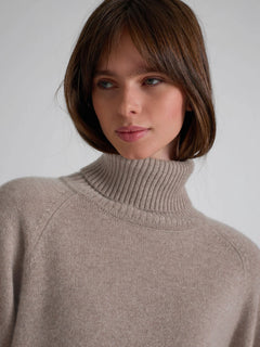 Cashmere Sweater With High Neck “Milano” - Toast