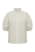 Tiffany Short Sleeve Stripe Shirt - Off White/Black Stripe