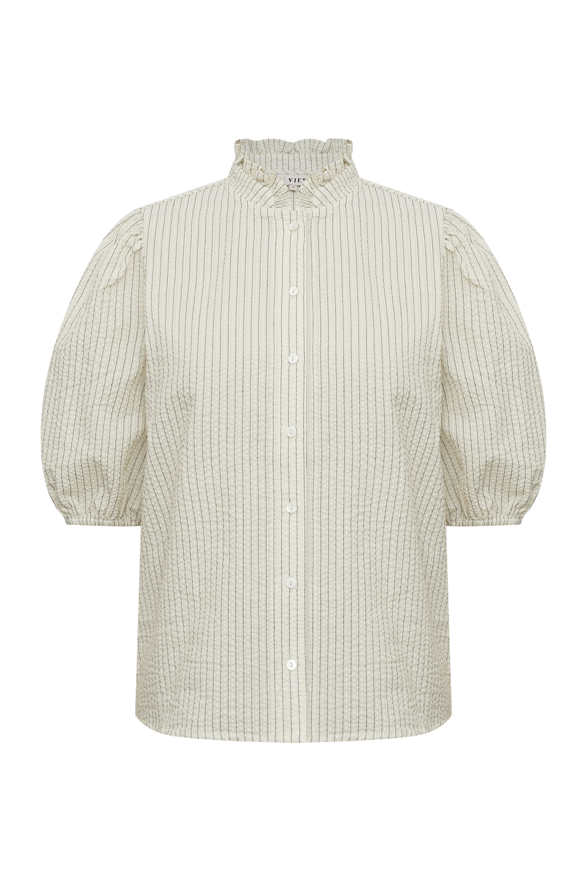 Tiffany Short Sleeve Stripe Shirt - Off White/Black Stripe