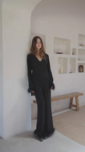 Peach Blouse - Black Glitter