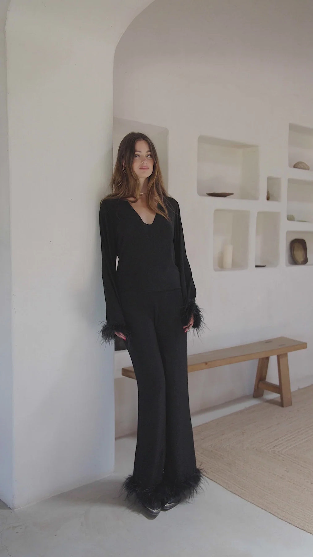 Peach Blouse - Black Glitter