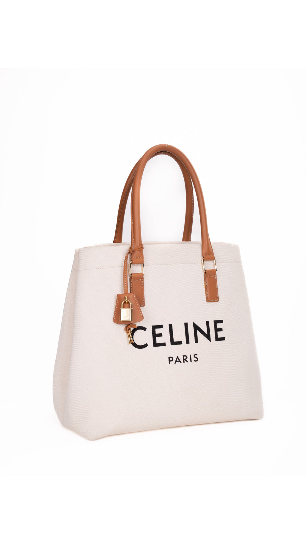 Céline Canvas Tote Bag - Vit
