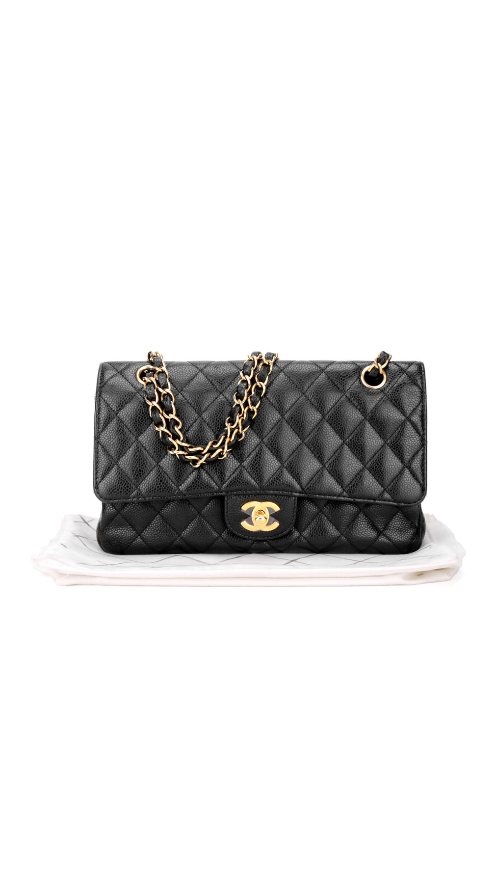 Chanel Classic Double Flap Bag Caviar Medium - Svart