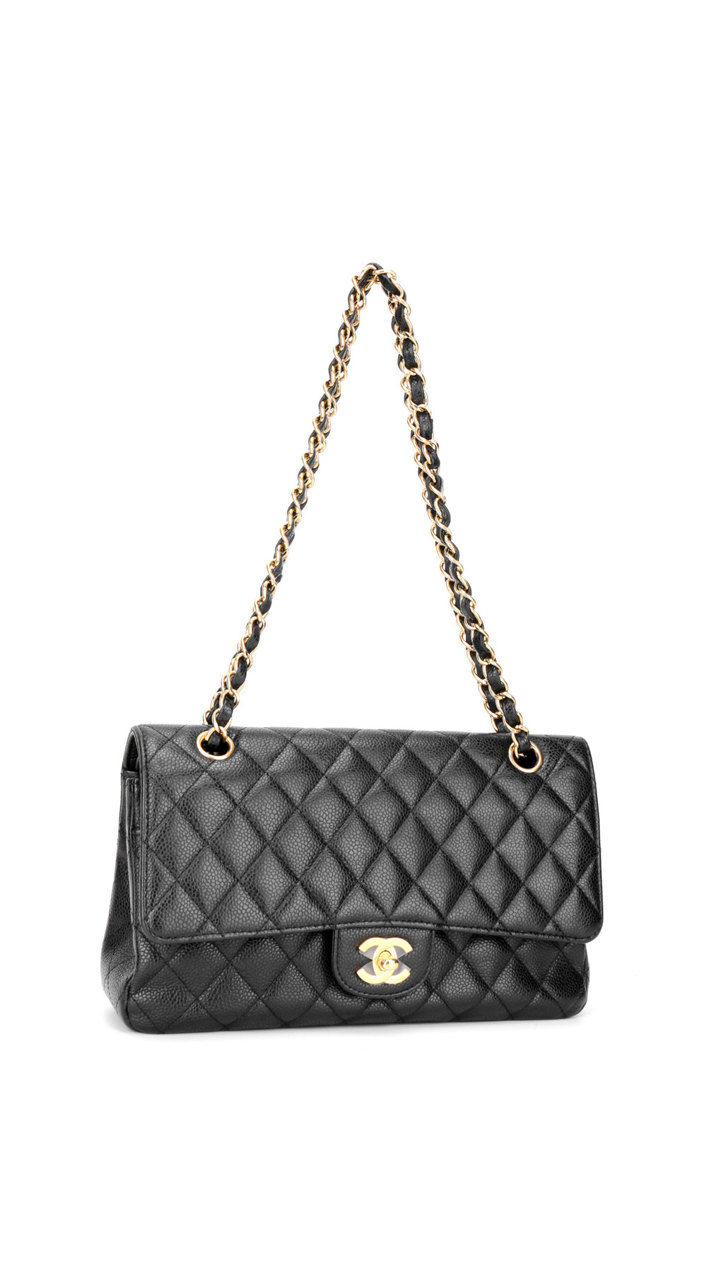 Chanel Classic Double Flap Bag Caviar Medium - Svart