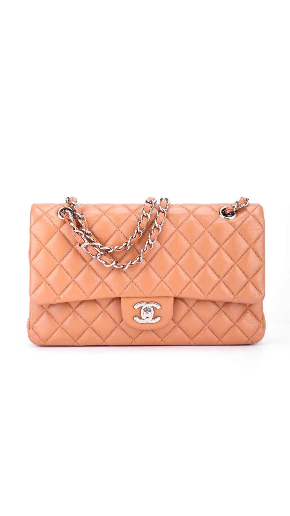 Chanel Classic Double Flap Bag Medium Caviar - Ljusbrun