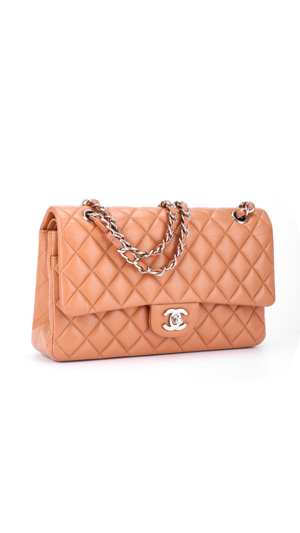 Chanel Classic Double Flap Bag Medium Caviar - Ljusbrun