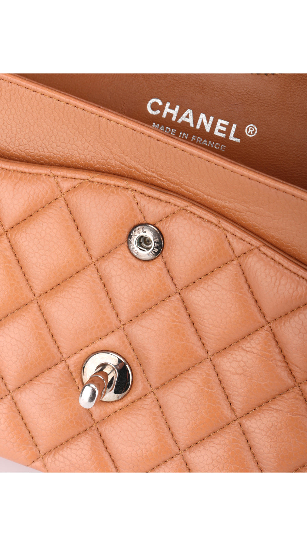 Chanel Classic Double Flap Bag Medium Caviar - Ljusbrun