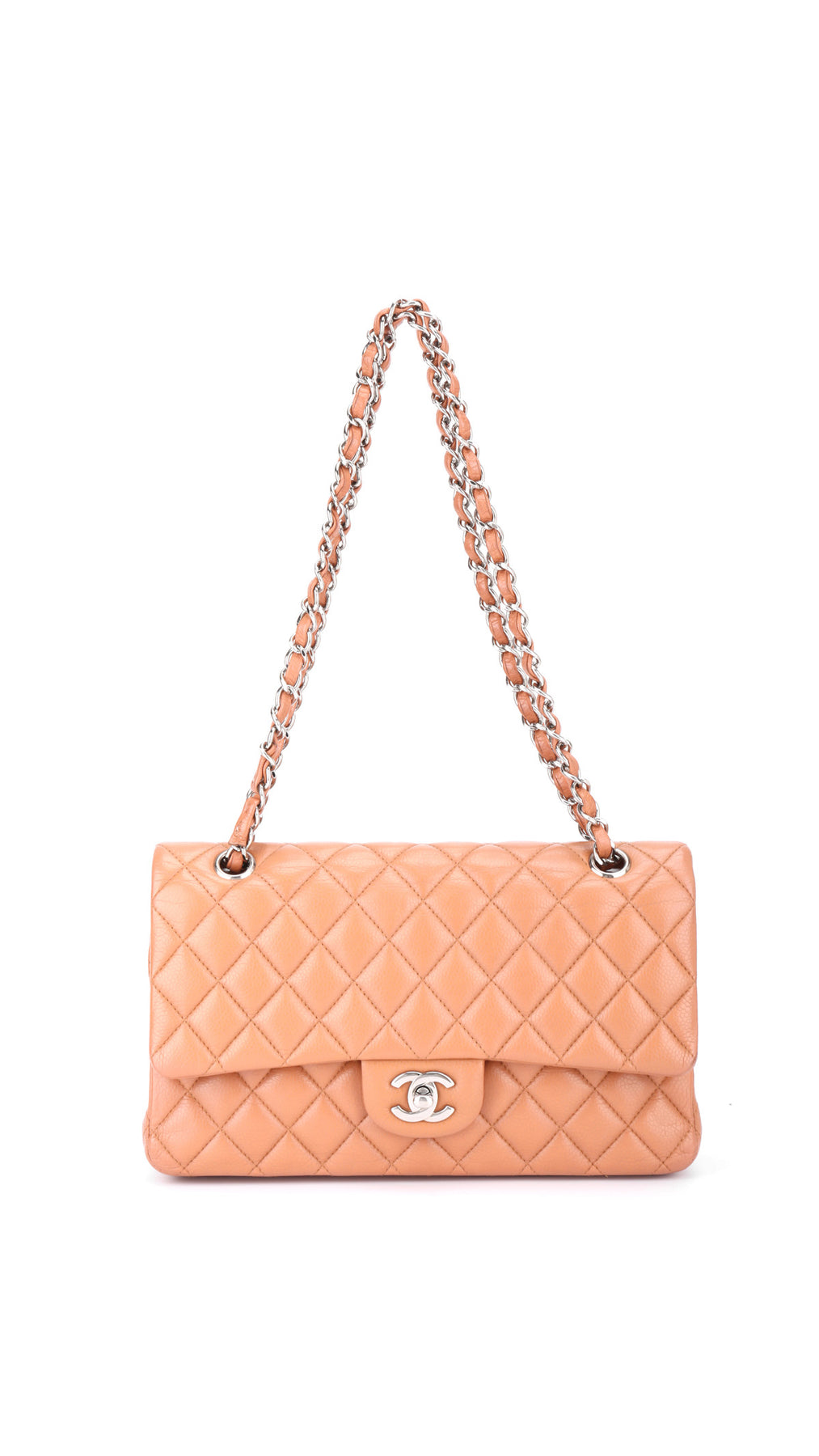 Chanel Classic Double Flap Bag Medium Caviar - Ljusbrun