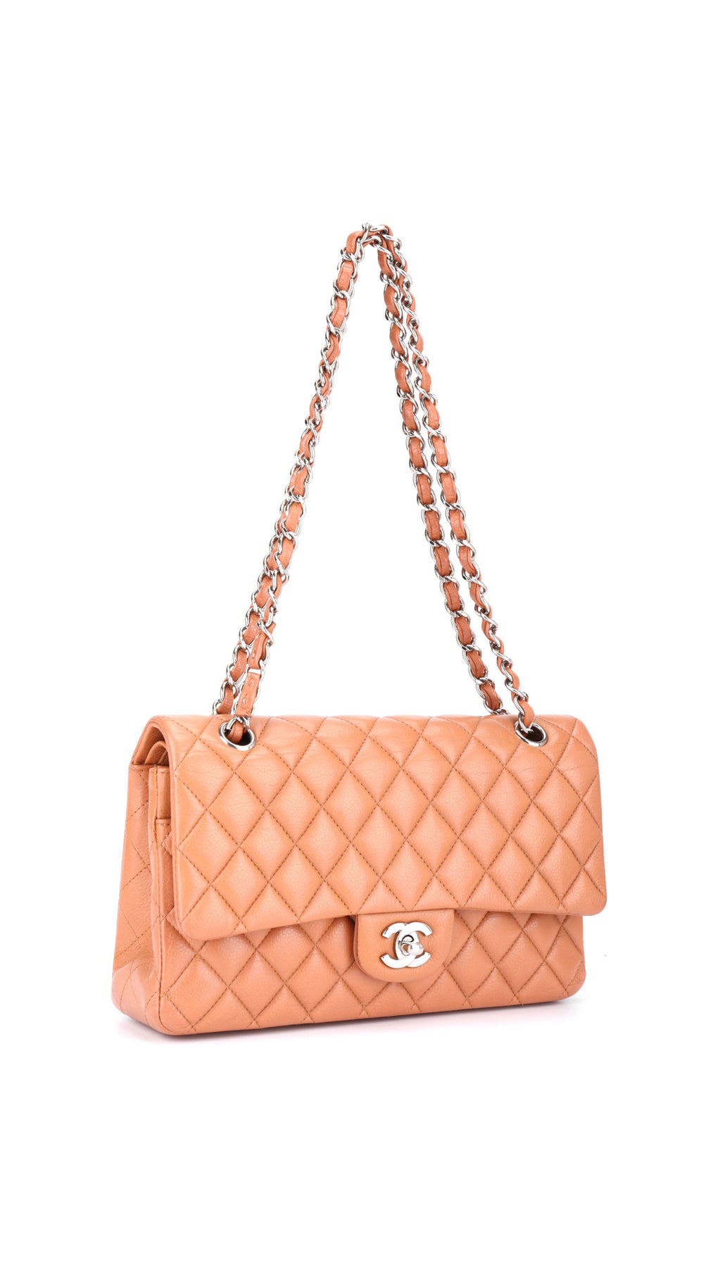 Chanel Classic Double Flap Bag Medium Caviar - Ljusbrun