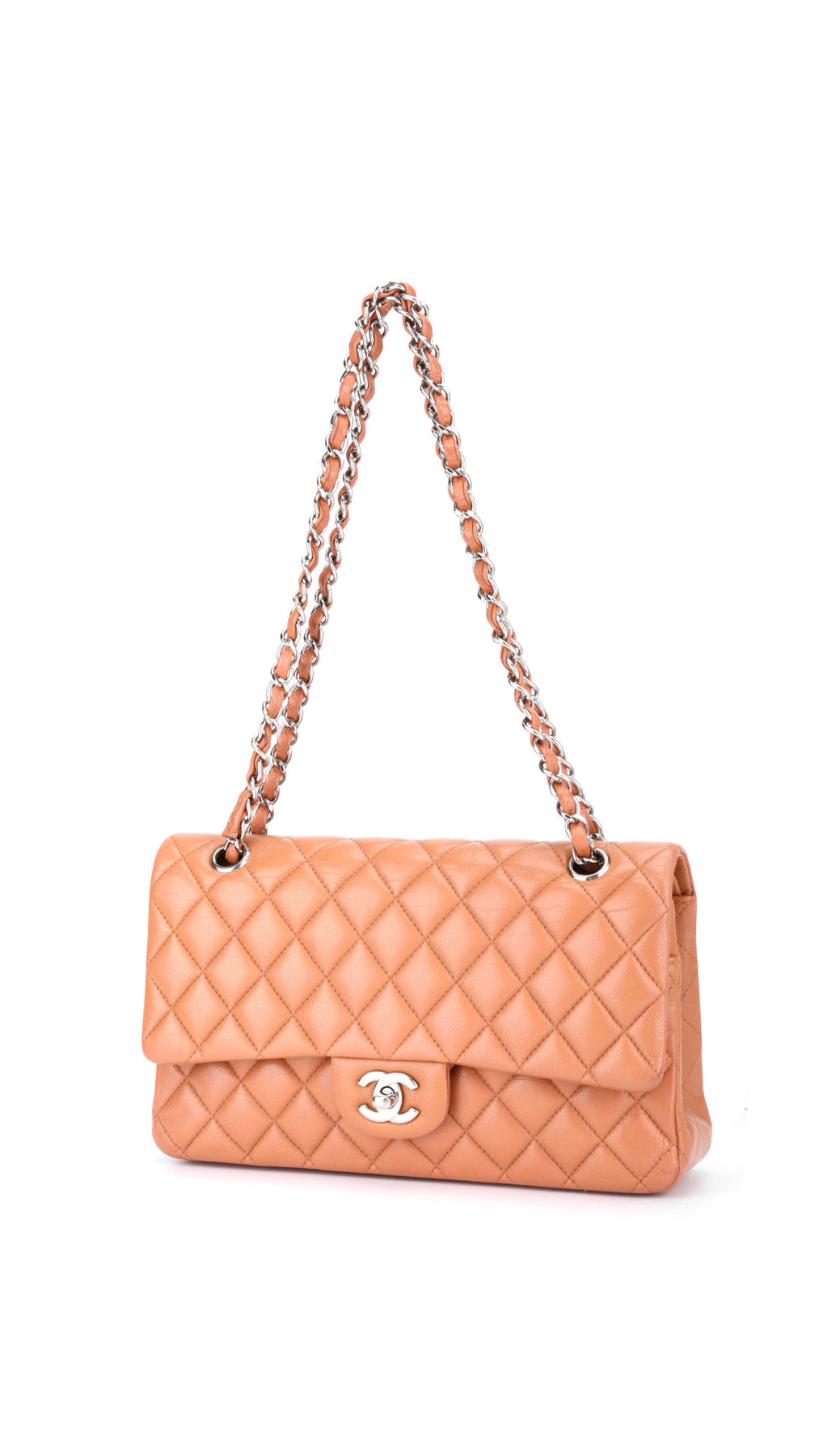 Chanel Classic Double Flap Bag Medium Caviar - Ljusbrun