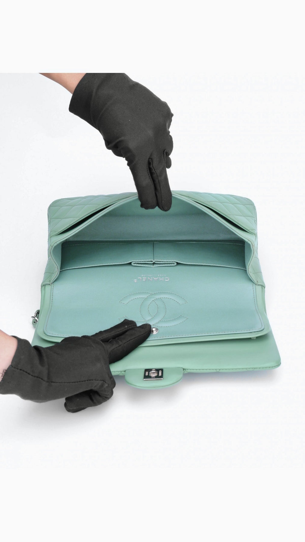 Chanel Classic Double Flap Bag Medium - Aqua Green