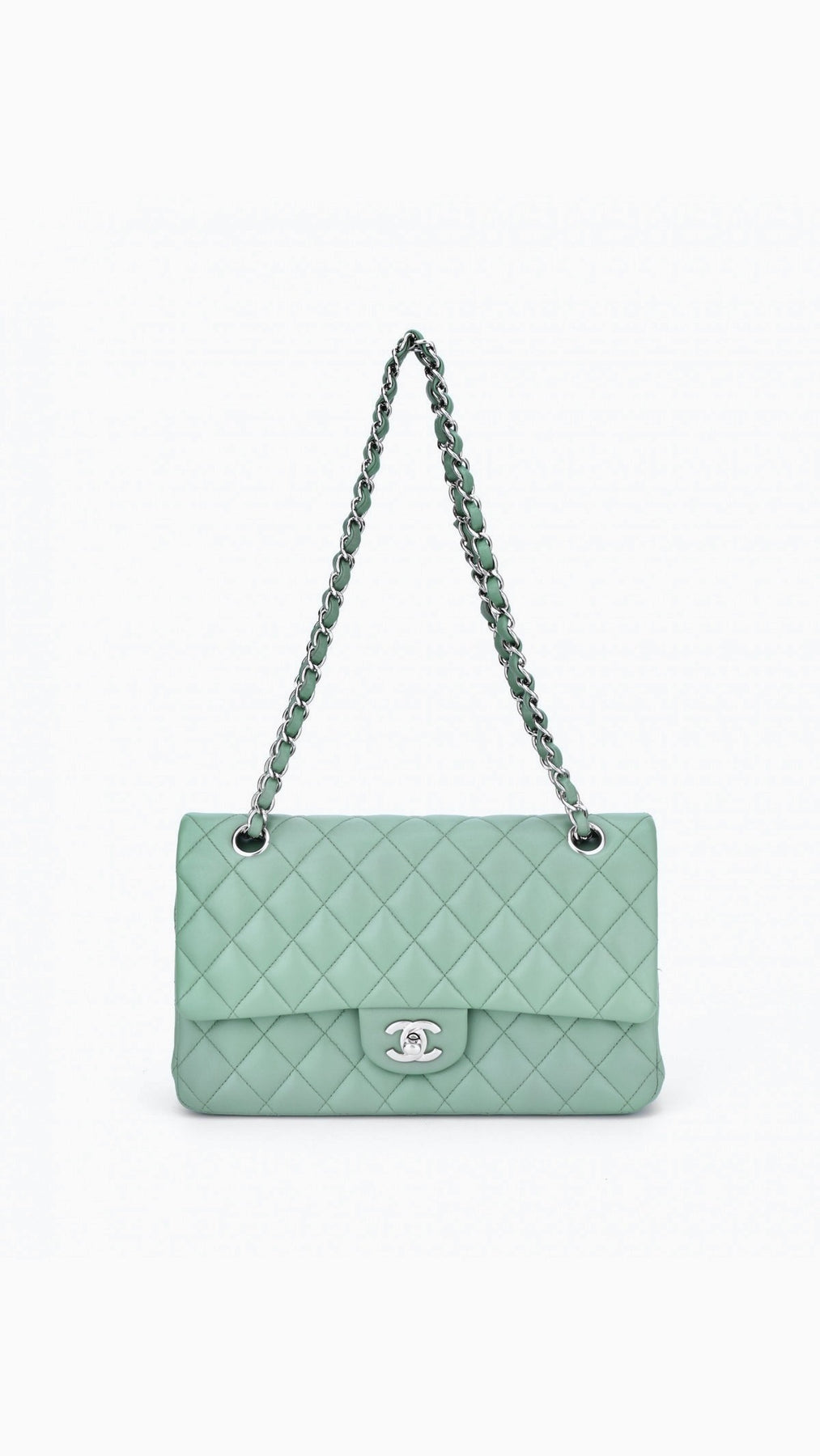 Chanel Classic Double Flap Bag Medium - Aqua Green
