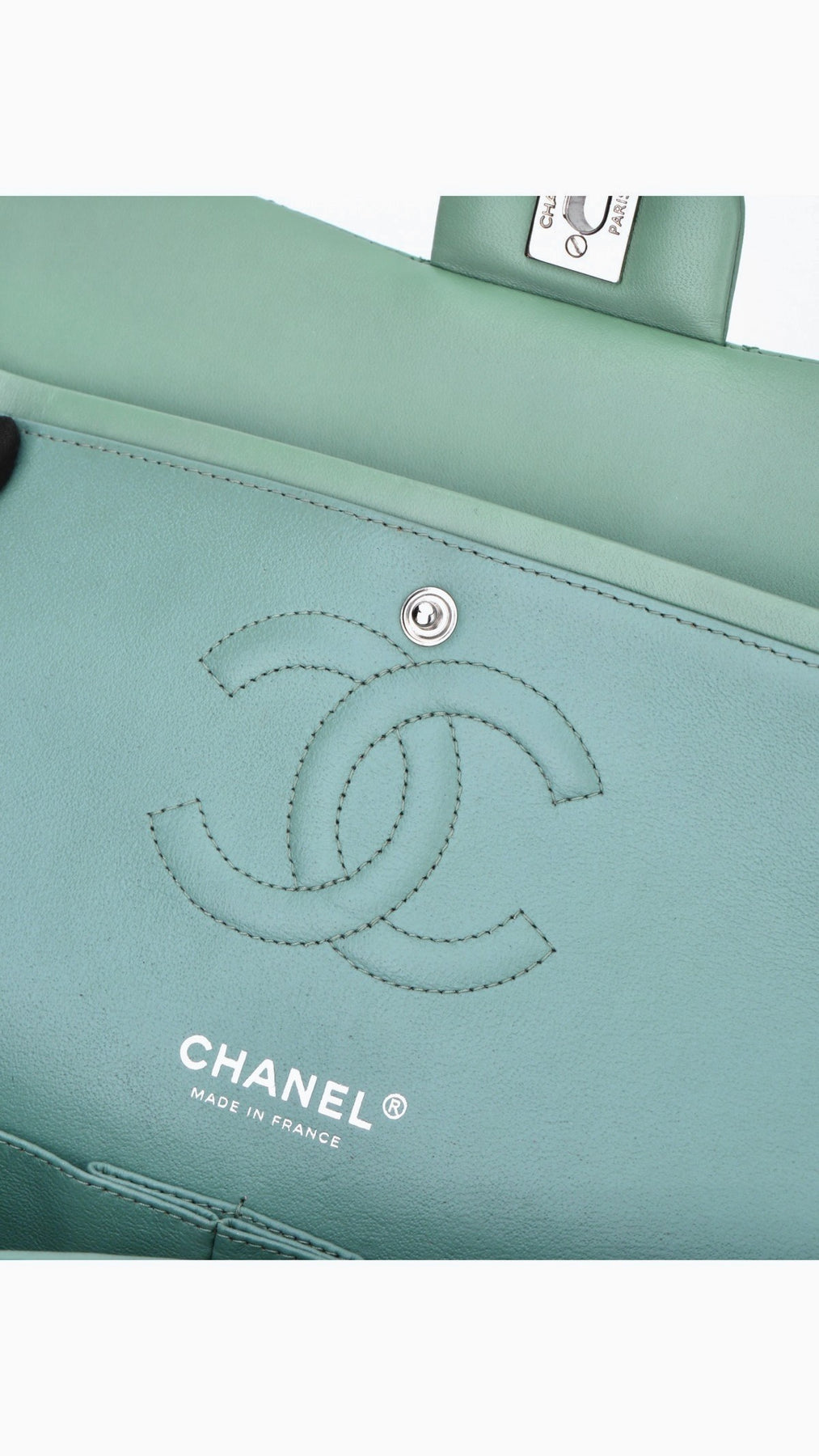Chanel Classic Double Flap Bag Medium - Aqua Green