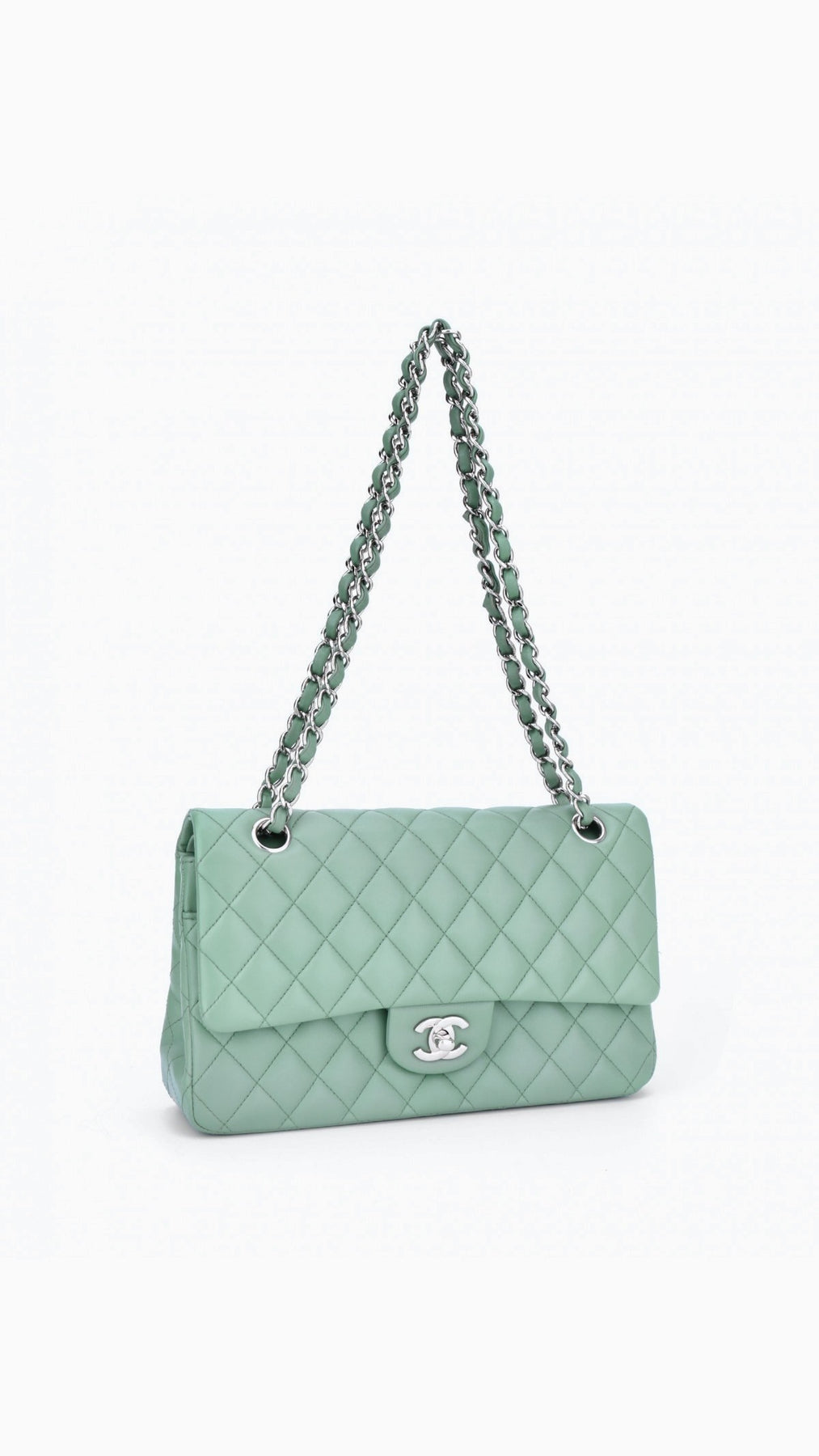 Chanel Classic Double Flap Bag Medium - Aqua Green