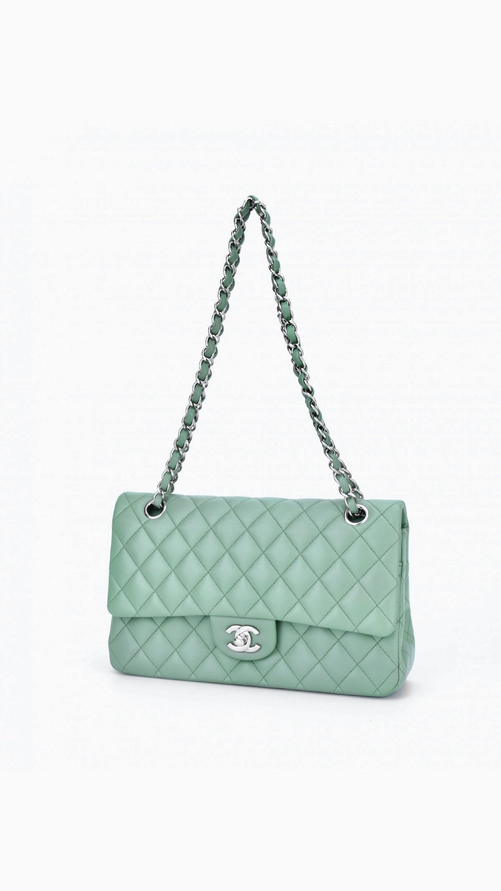 Chanel Classic Double Flap Bag Medium - Aqua Green