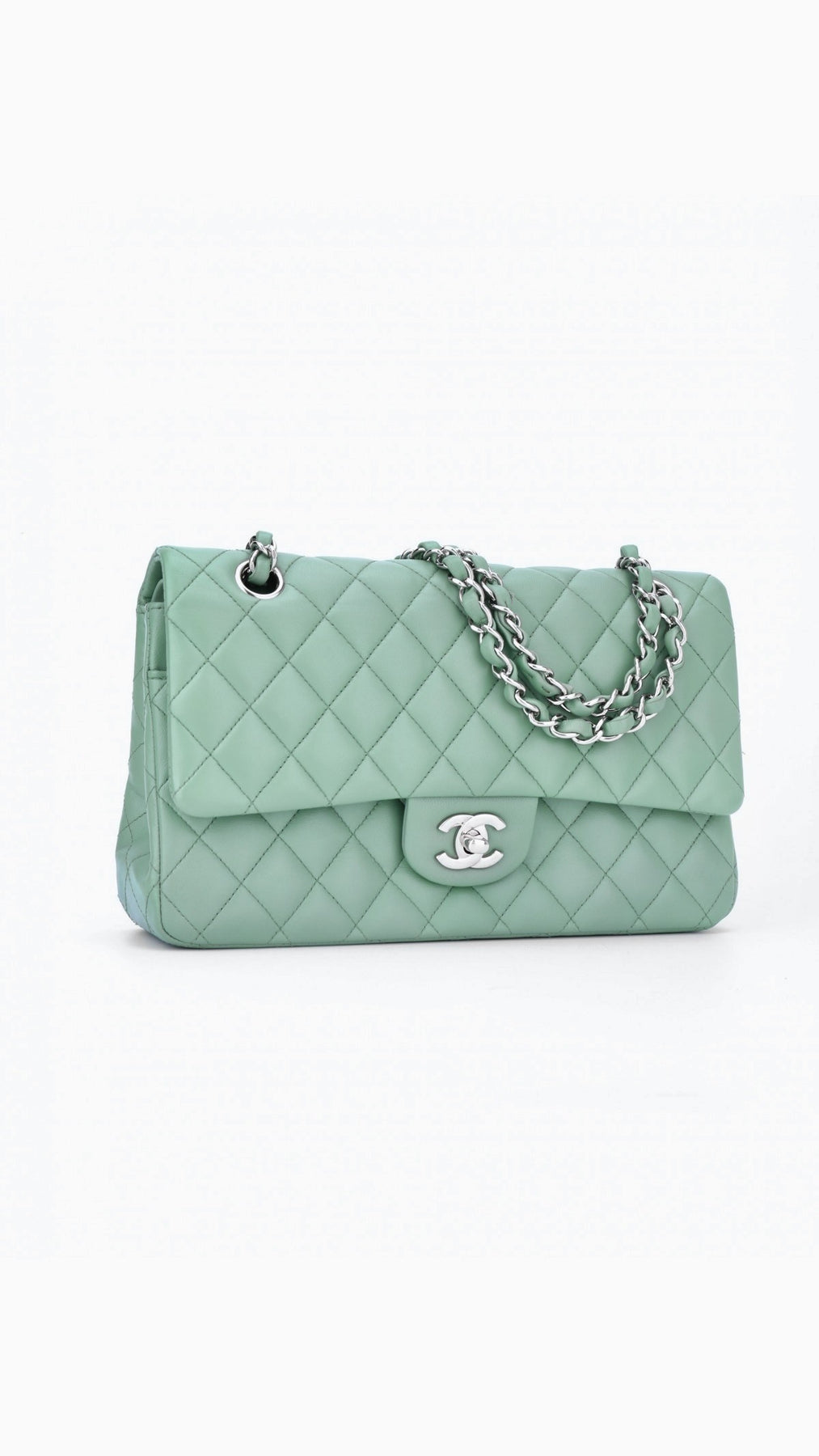 Chanel Classic Double Flap Bag Medium - Aqua Green