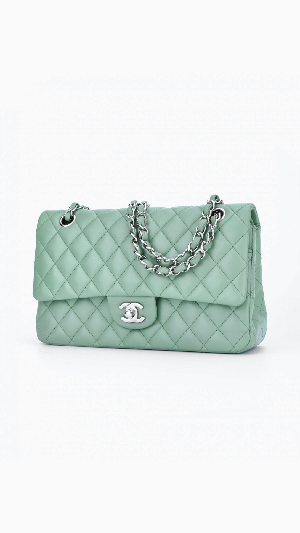 Chanel Classic Double Flap Bag Medium - Aqua Green