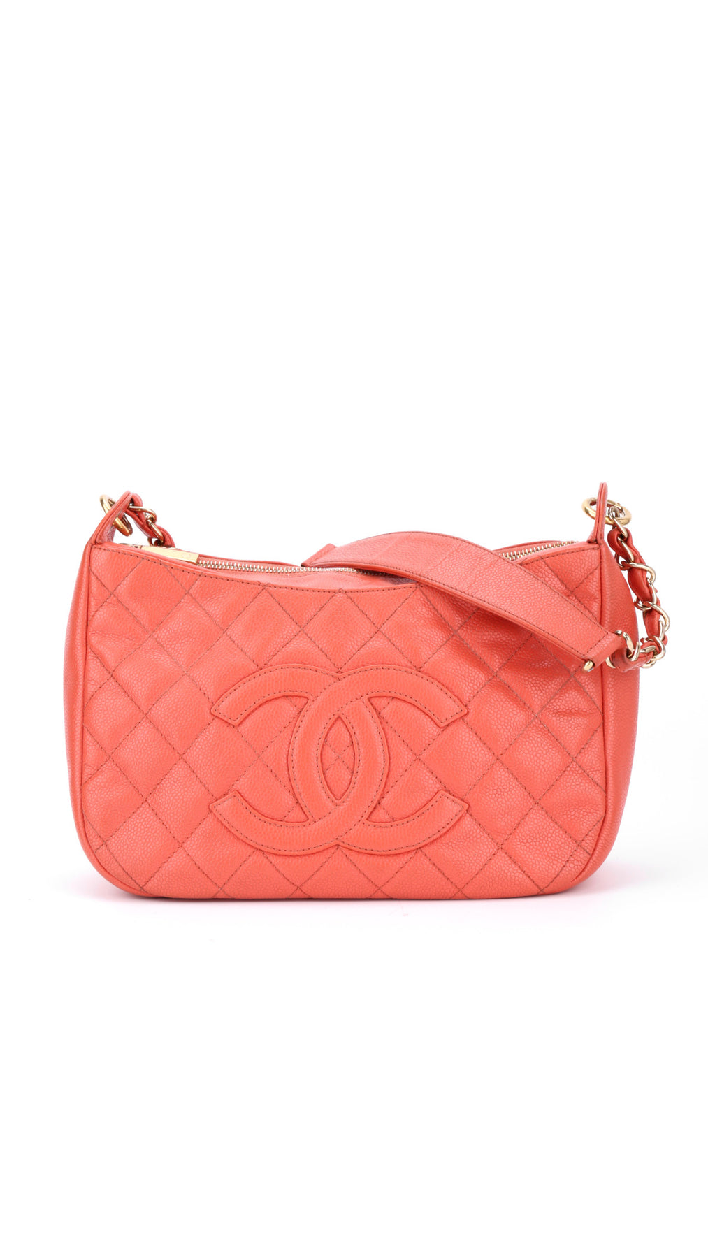 Chanel Axelväska CC-Logo - Korallröd