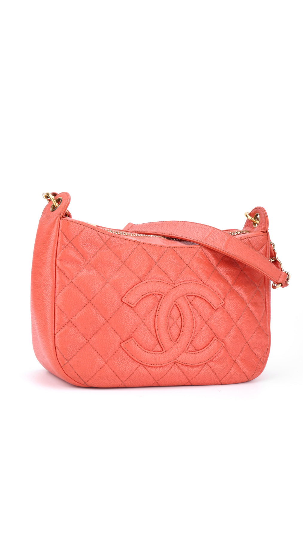 Chanel Axelväska CC-Logo - Korallröd