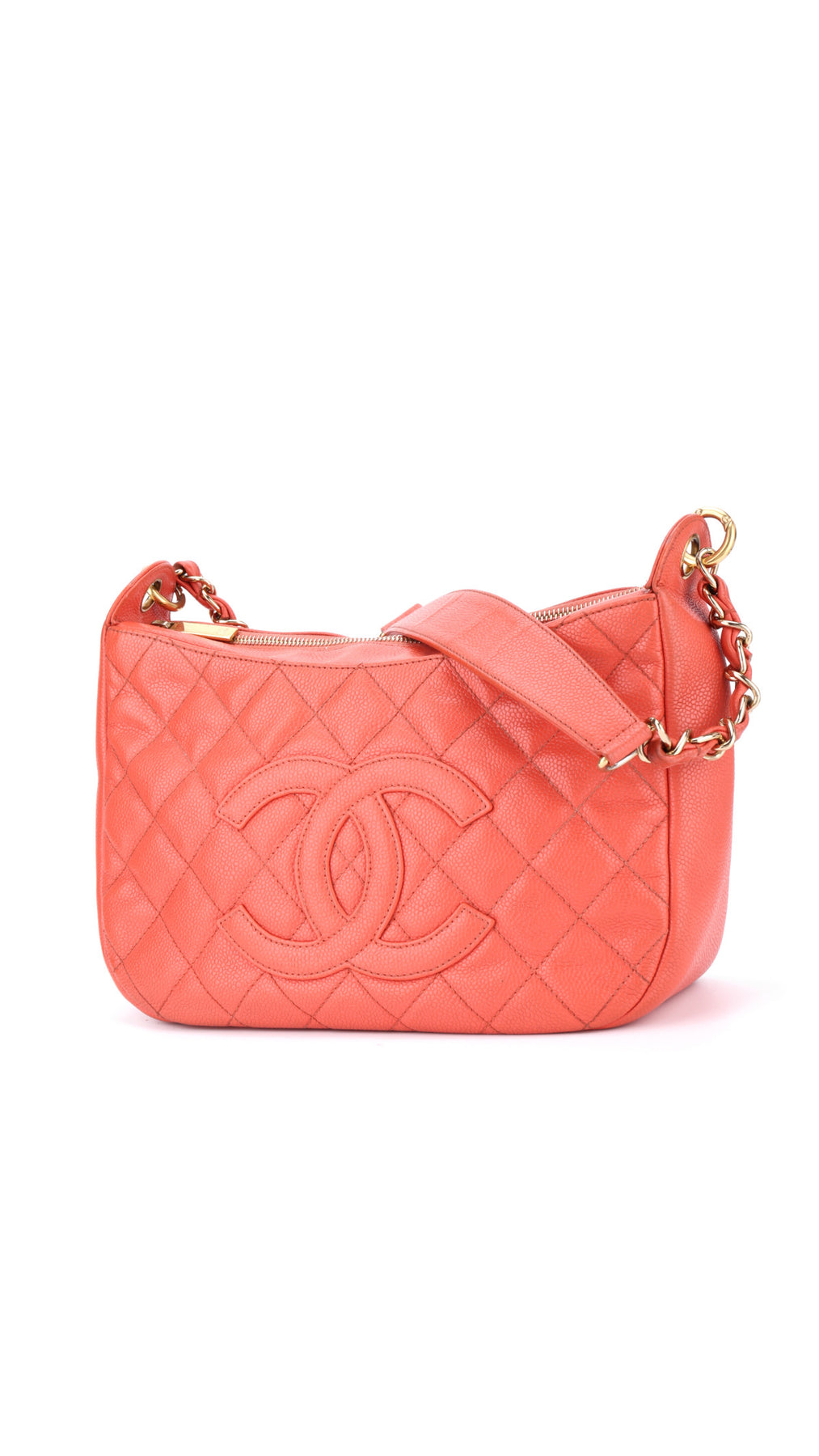 Chanel Axelväska CC-Logo - Korallröd