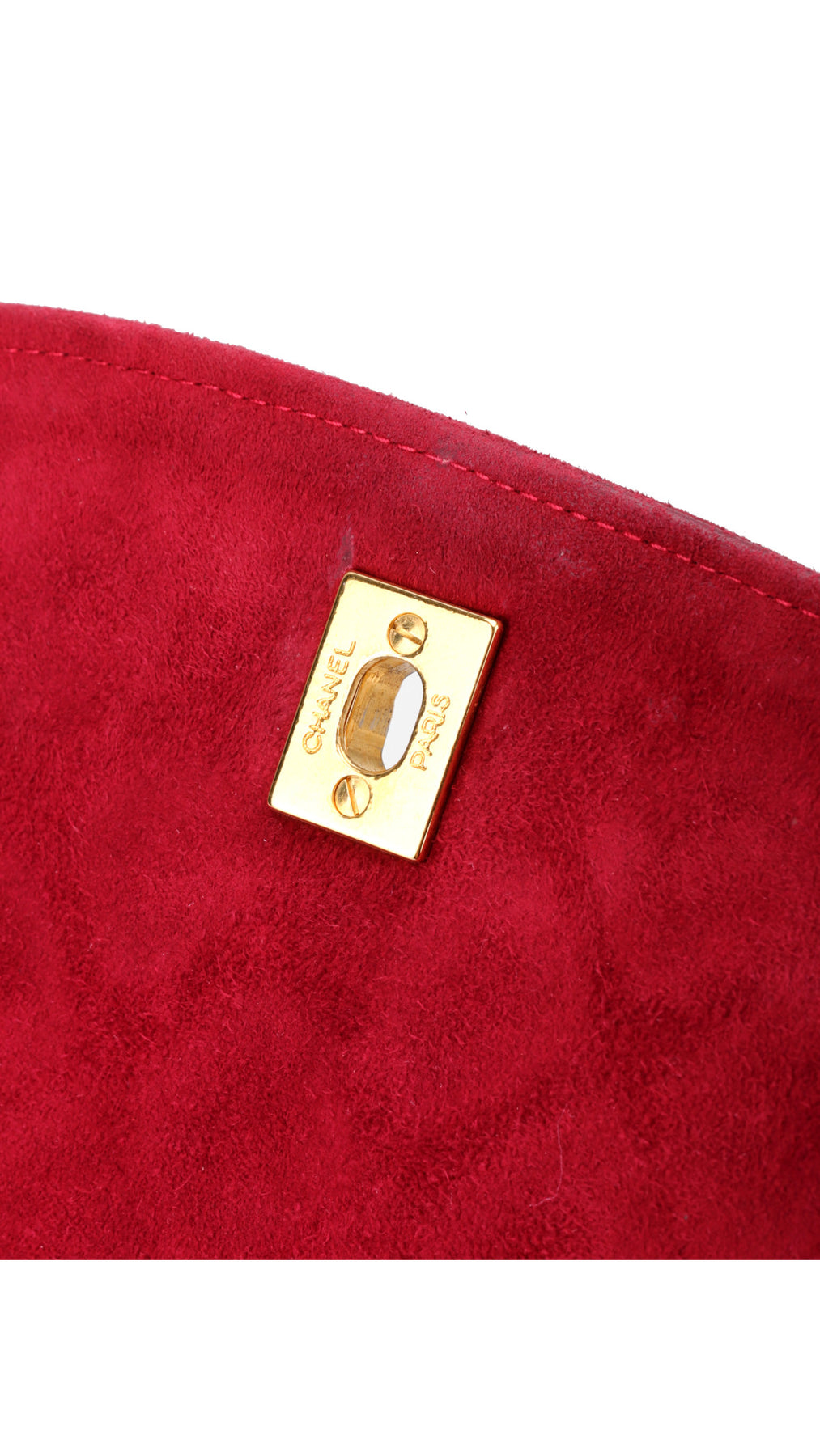 Chanel Single Flap Axelväska Mocka - Röd