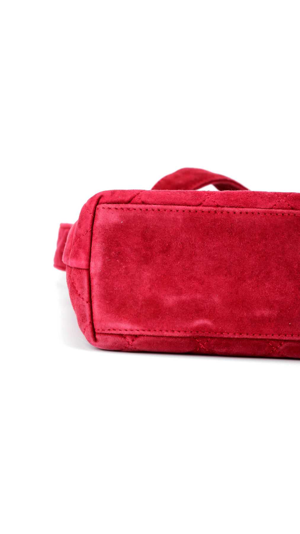 Chanel Single Flap Axelväska Mocka - Röd