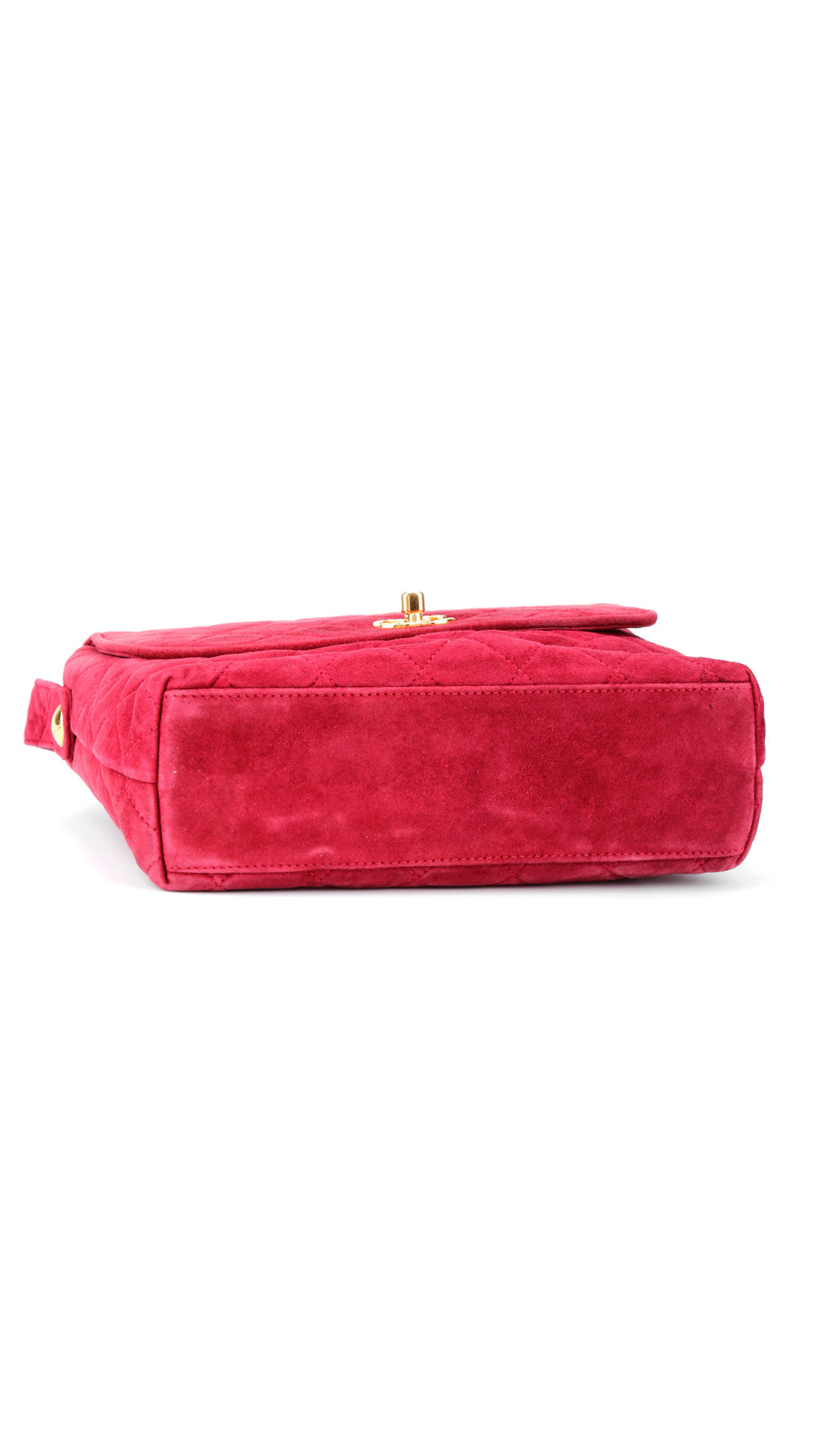 Chanel Single Flap Axelväska Mocka - Röd