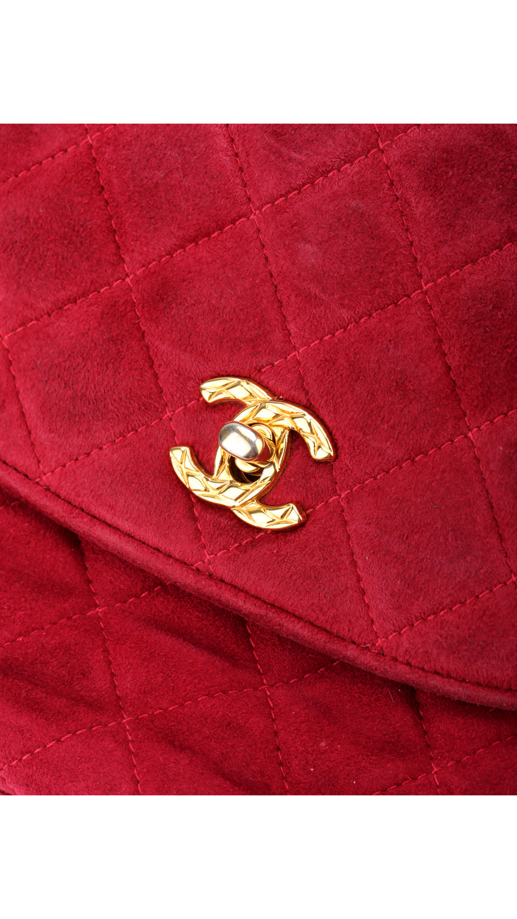 Chanel Single Flap Axelväska Mocka - Röd