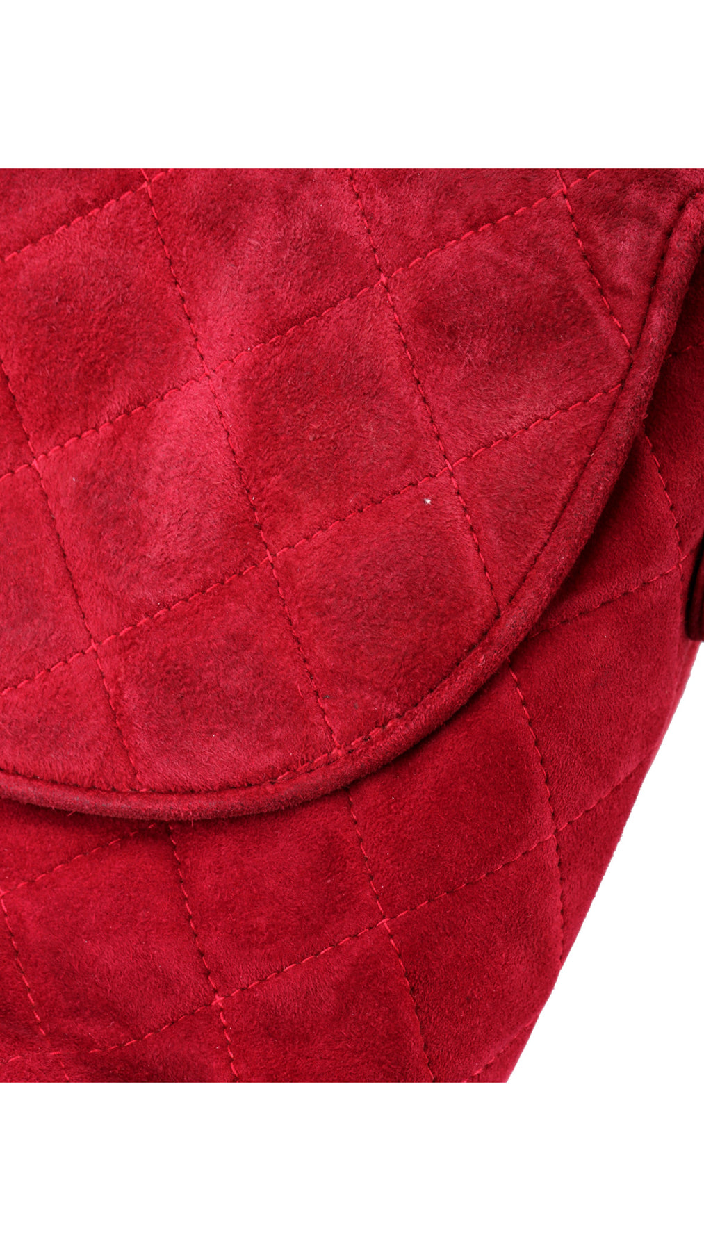 Chanel Single Flap Axelväska Mocka - Röd