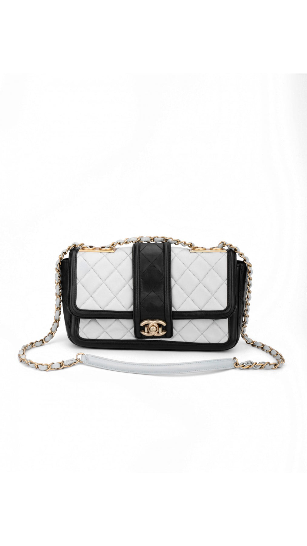 Chanel Single Flap Axelväska - Ljusblå/Svart