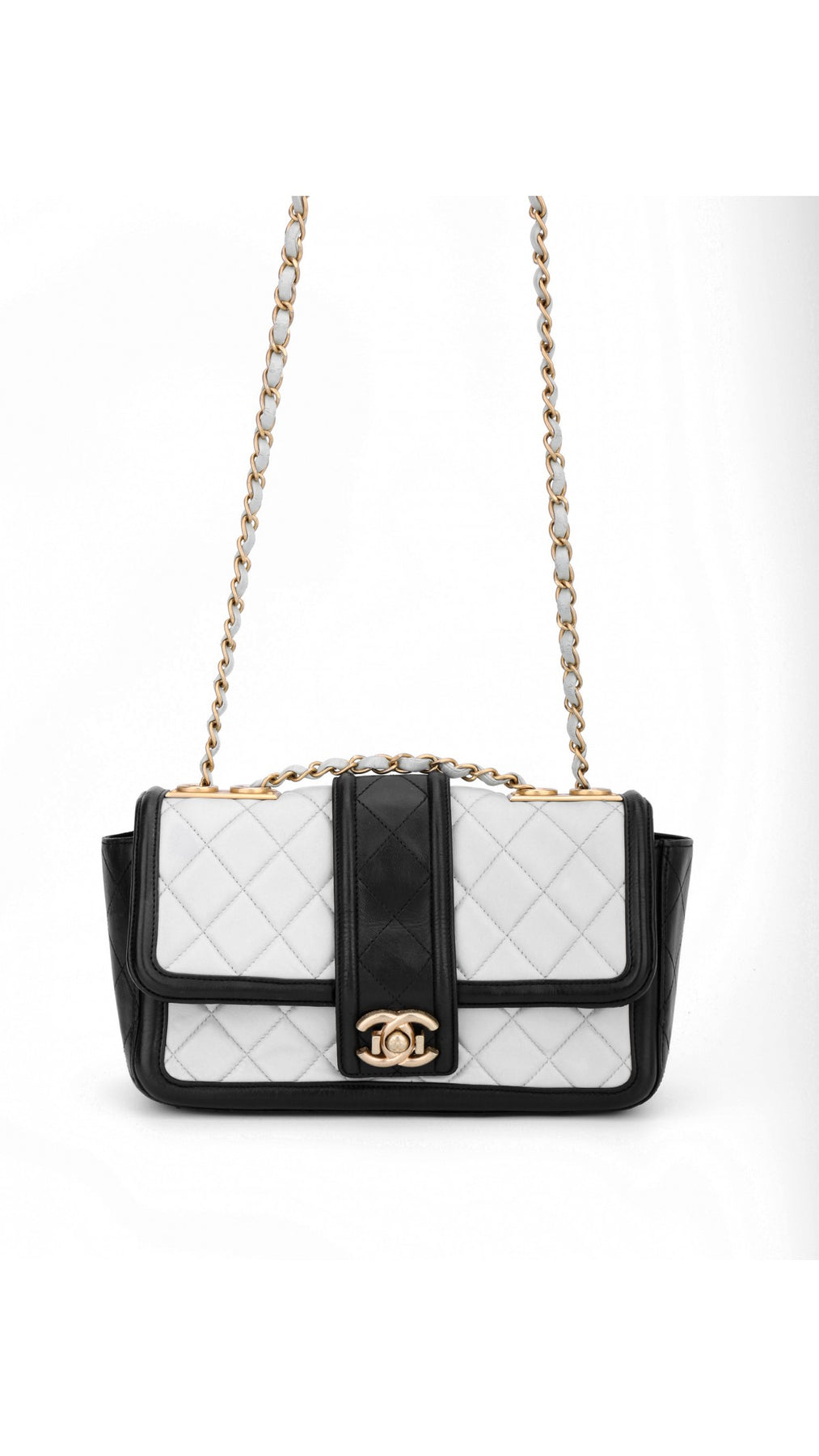 Chanel Single Flap Axelväska - Ljusblå/Svart