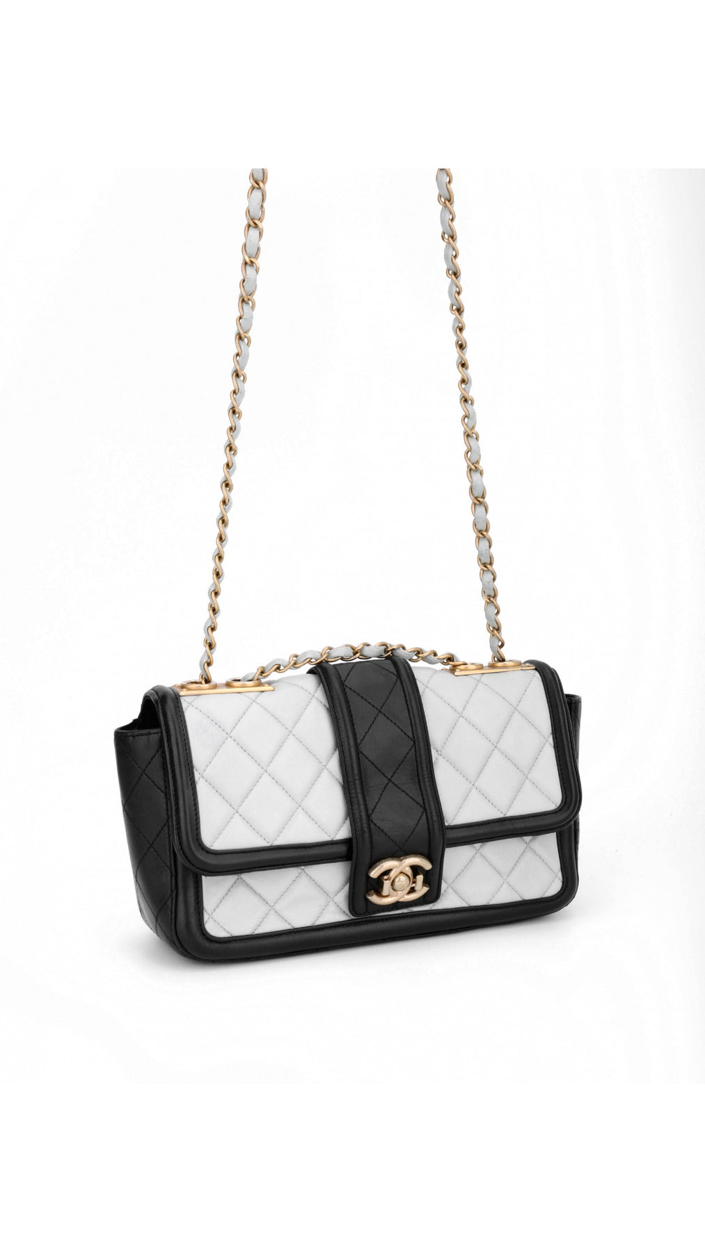 Chanel Single Flap Axelväska - Ljusblå/Svart