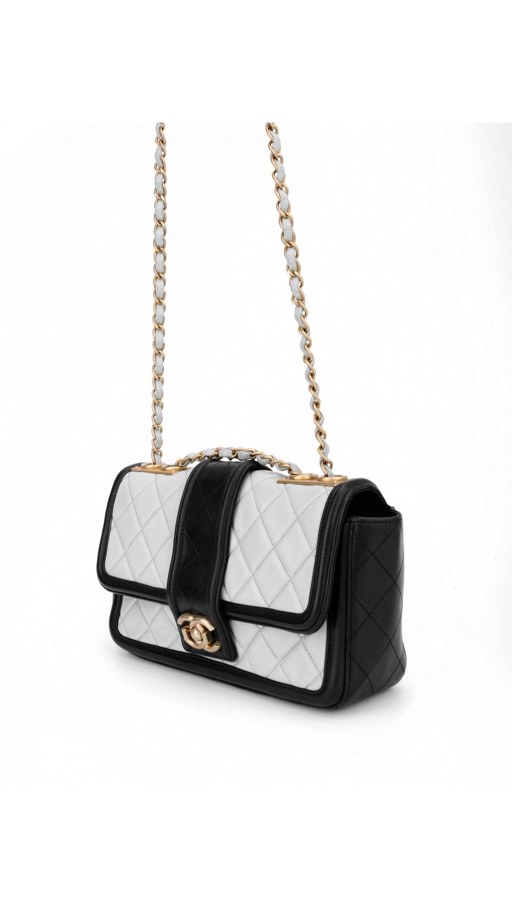 Chanel Single Flap Axelväska - Ljusblå/Svart