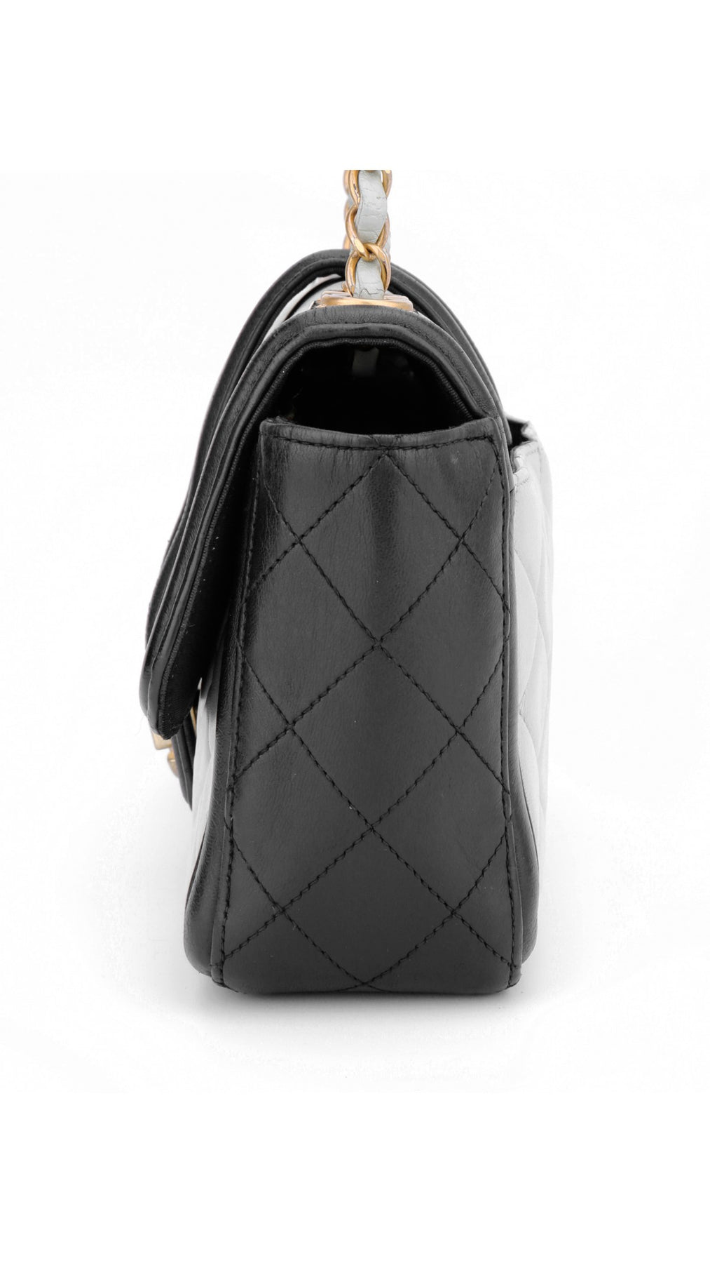 Chanel Single Flap Axelväska - Ljusblå/Svart