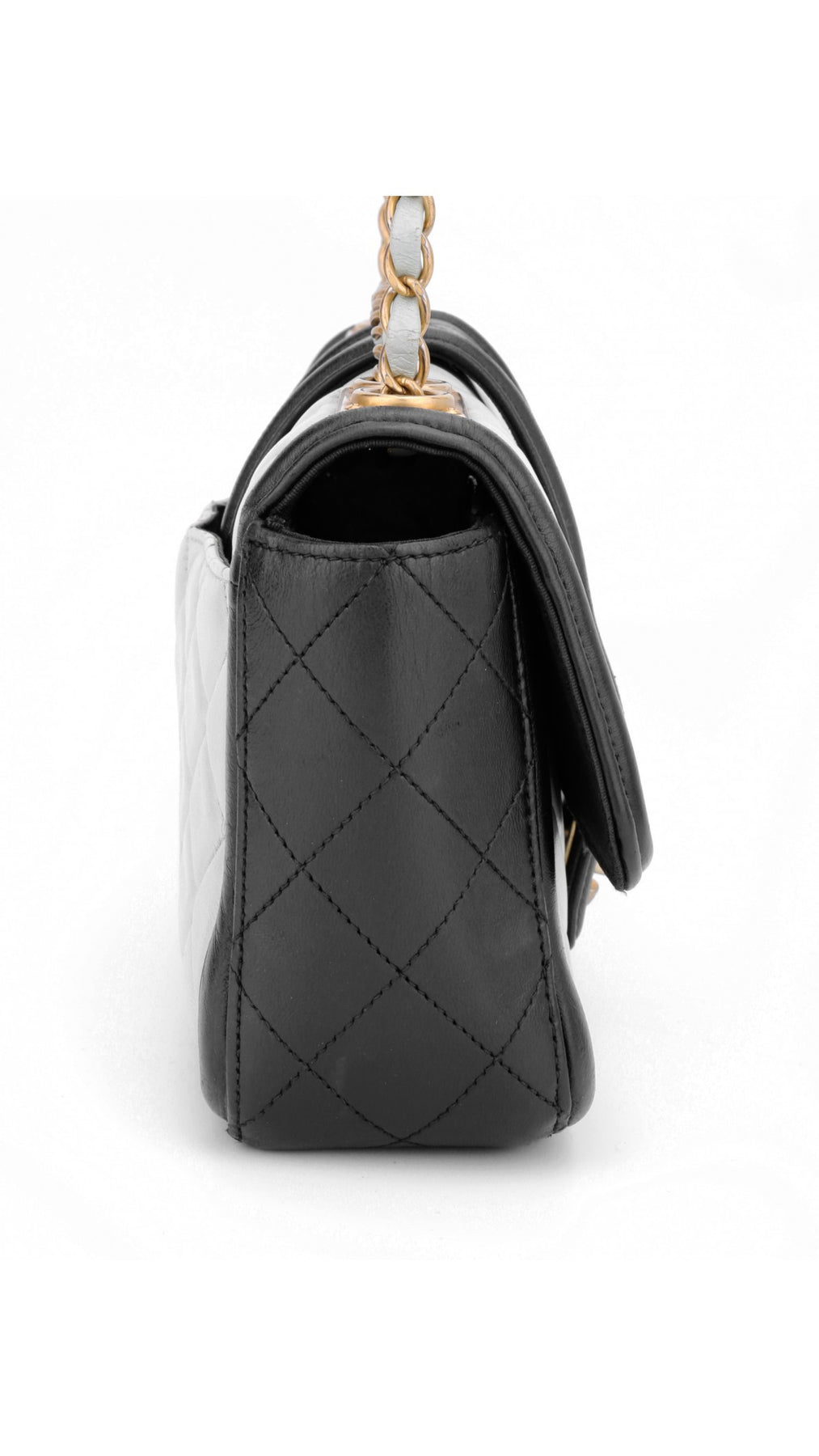 Chanel Single Flap Axelväska - Ljusblå/Svart