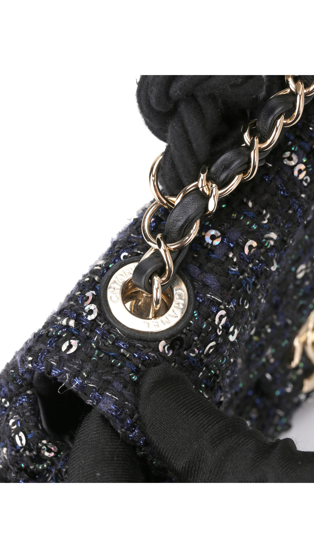 Chanel Tweed Pearl Single Flap Bag Mini - Svart