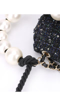 Chanel Tweed Pearl Single Flap Bag Mini - Svart
