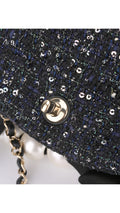 Chanel Tweed Pearl Single Flap Bag Mini - Svart