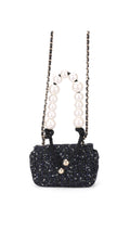 Chanel Tweed Pearl Single Flap Bag Mini - Svart