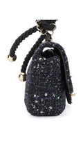 Chanel Tweed Pearl Single Flap Bag Mini - Svart