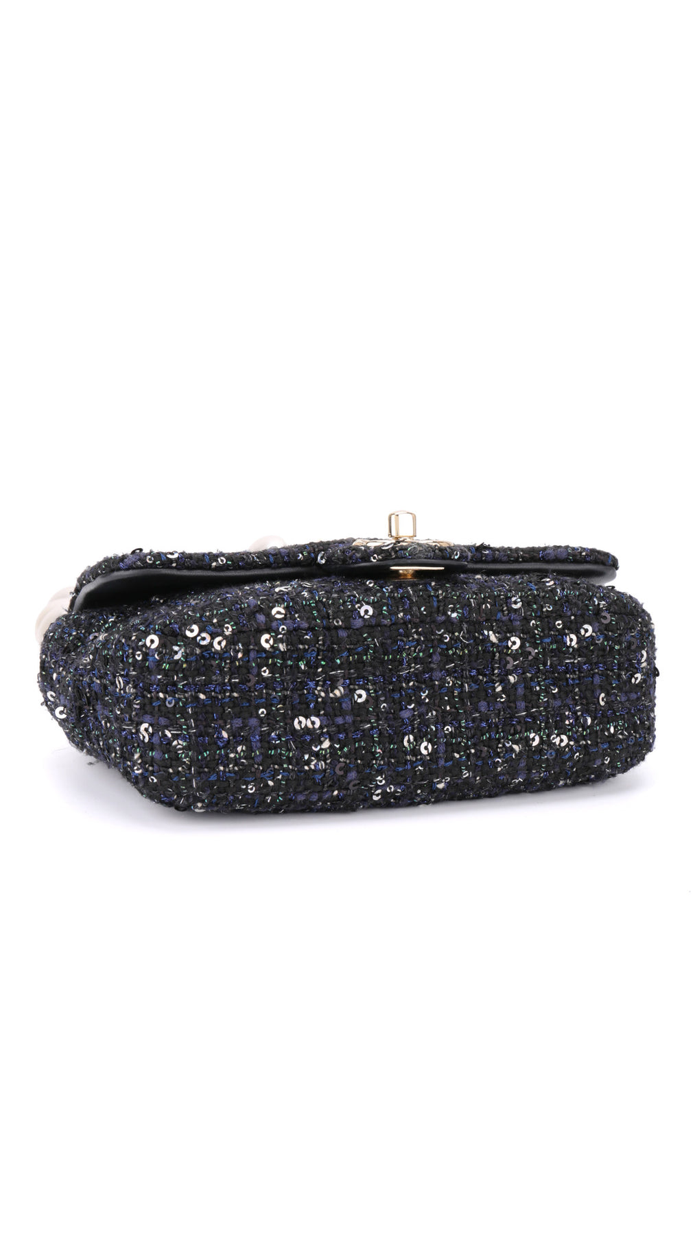 Chanel Tweed Pearl Single Flap Bag Mini - Svart