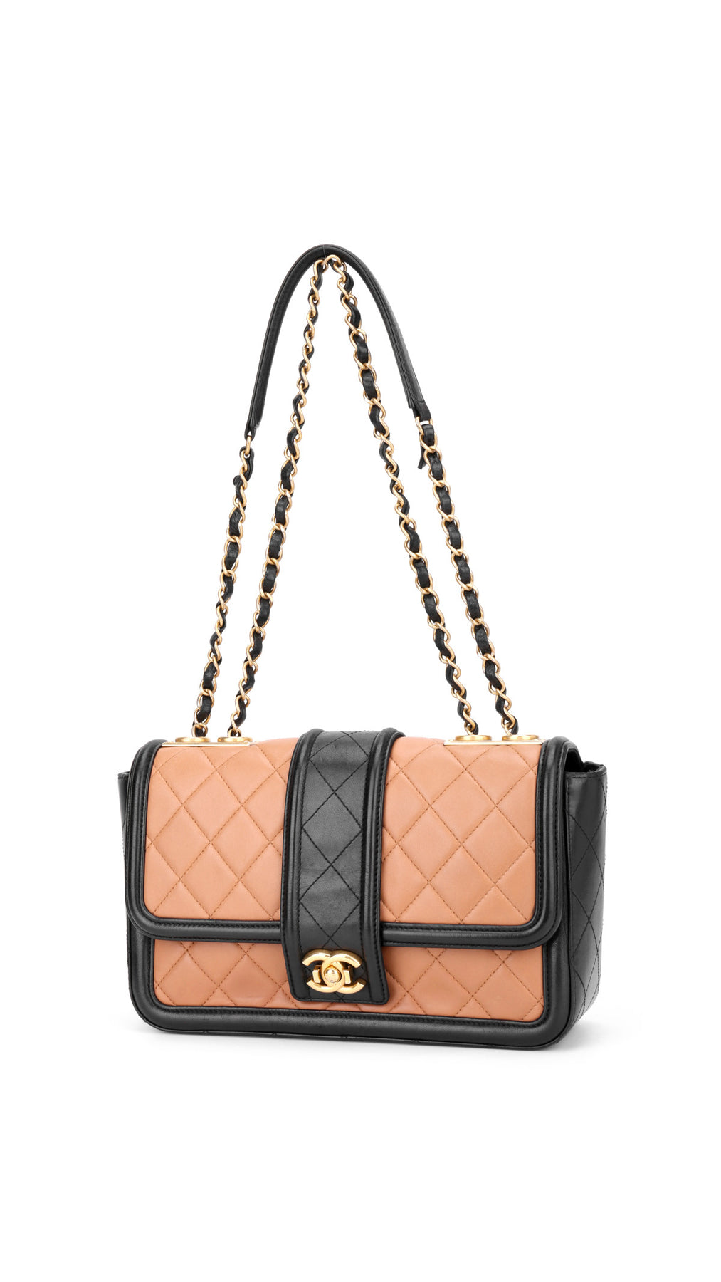 Chanel Two Tone Flap Bag - Beige