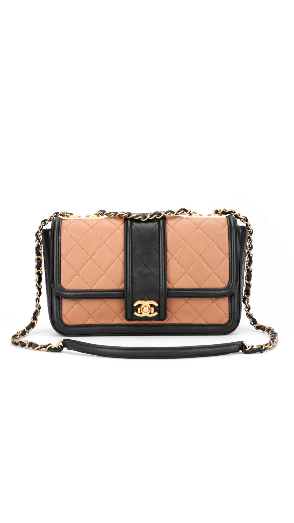 Chanel Two Tone Flap Bag - Beige