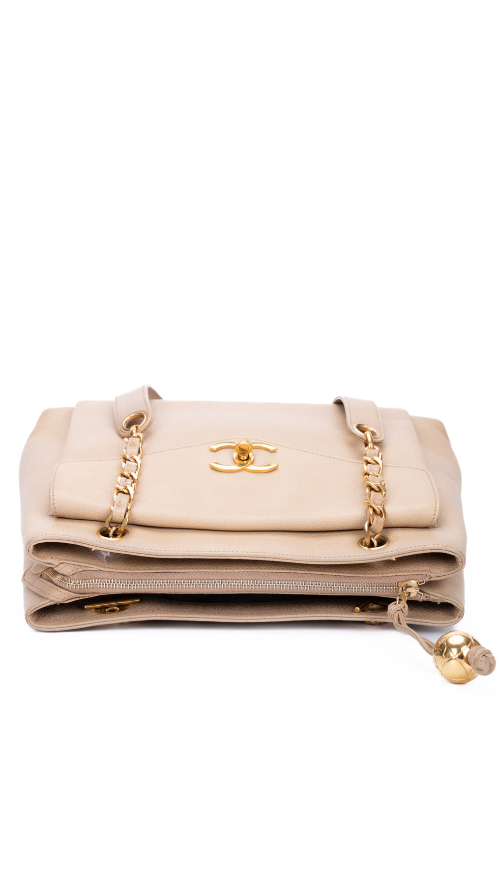 Chanel Caviar Leather Tote Bag - Beige