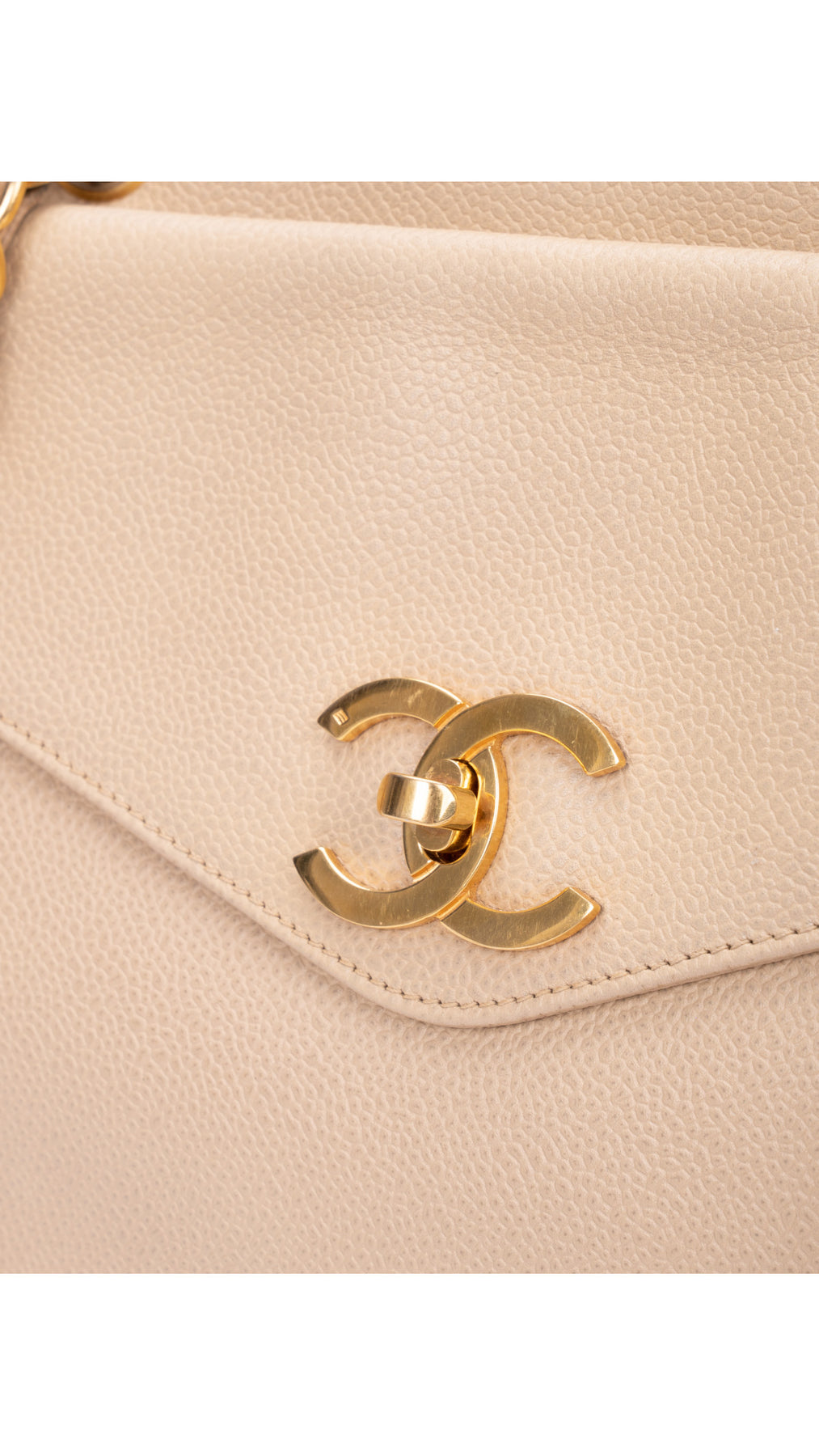 Chanel Caviar Leather Tote Bag - Beige